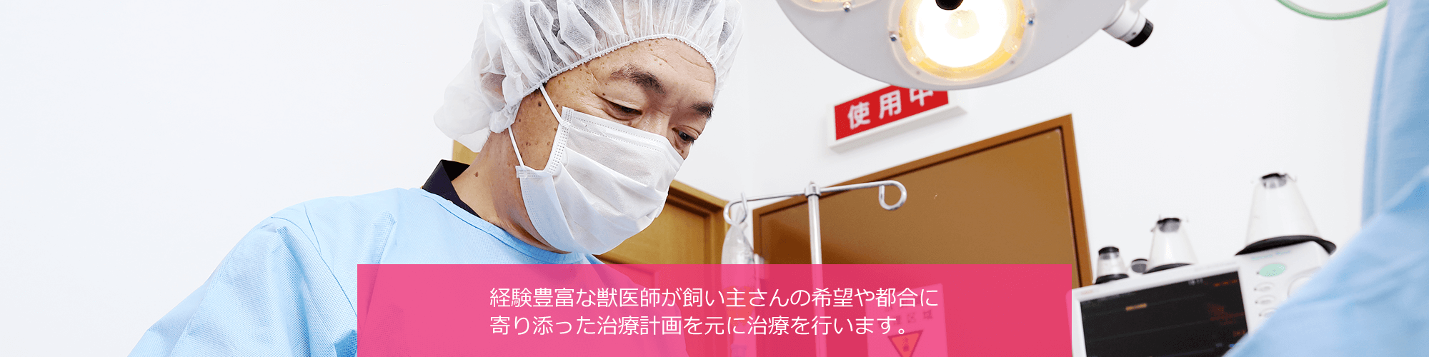 経験豊富な獣医師が飼い主さんの希望や都合に寄り添った治療計画を元に治療を行います。